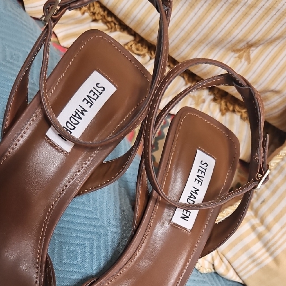 Steve Madden Chocolate Brown Strappy Heels - Picture 2 of 6